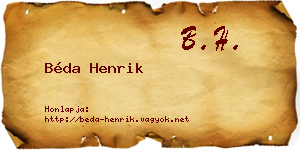 Béda Henrik névjegykártya